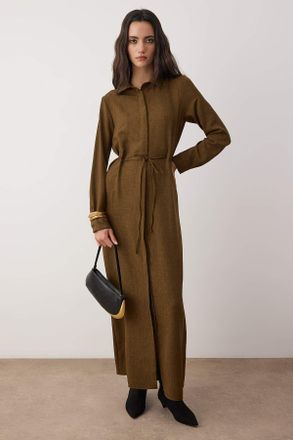 Trendyol Modest Dames Kaki Effen Maxi Lang Casual A-lijn Modest Jurken