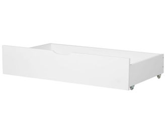Beliani Set Di 2 Cassetti Per Letto Con Ruote In Legno Di Pino Massiccio Bianco Rumilly