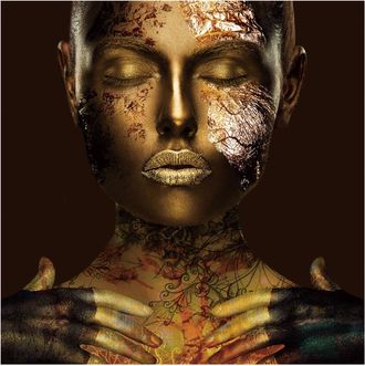 Schubiger M&ouml;bel Digitaldruck auf Glas Goldene Frau