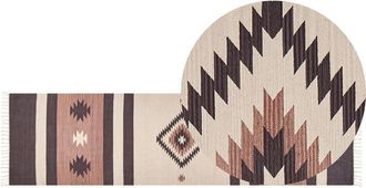 Beliani Rug ARAGATS Beige 80 x 300 cm Cotton Kilim