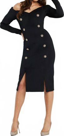 Jovani Off The Shoulder Fitted Dress In Black/nude