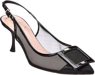 Roger Vivier 80 Patent & Mesh Slingback Pump