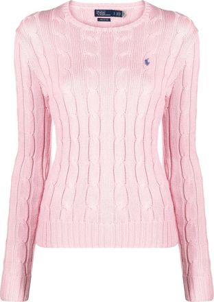Polo Ralph Lauren long-sleeve knitted jumper - women - Cotton - L - Pink