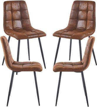 Regalos Miguel Regalos Miguel - Packs Sillas Comedor - Pack 4 Sillas Stuhl Polipiel - Marr&oacute;n Vintage