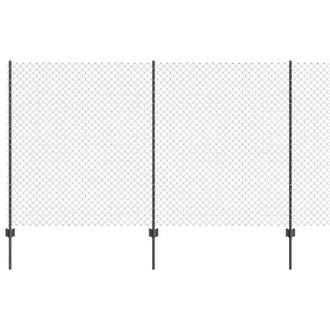 Berkfield Home Chain Link Fence with 20 U Posts Grey 1.4x10 m Steel