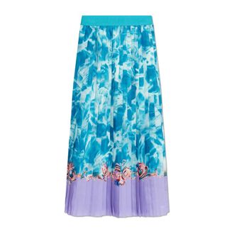 Versace Jeans Couture Midi Skirts, female, Blue, Size: 2XS Pleated Skirt