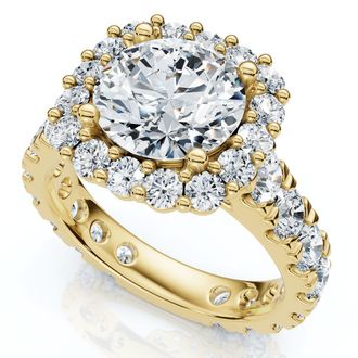 Pompeii3 Certified 4Ct Lab Grown Cushion Halo Diamond Engagement Ring 14k Gold/Platinum