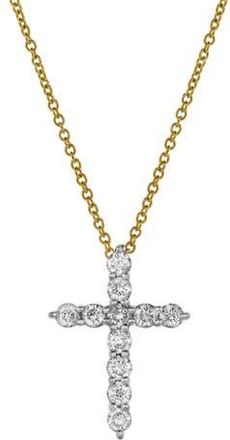 LuvMyJewelry Classic Divine Cross Diamond Pendant in 10K Yellow Gold at Nordstrom