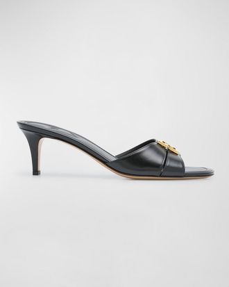 Fendi Fold Leather Kitten-Heel Sandals