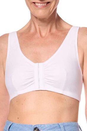Amoena Fleur Wire-Free Front Closure Bra in White at Nordstrom, Size Xx-Large C
