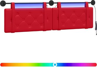 vidaXL Cabecero Colgante Con Luz Led Rojo Cuero Sint&eacute;tico Vidaxl