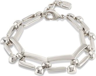 UNOde50 Sterling Silver-Plated Metal Alloy Bracelet With Rectangular Nail Shape Links