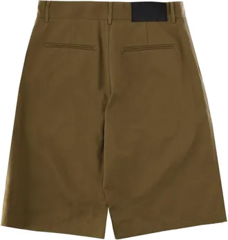 Msgm Logo Patch Cotton Shorts - Green