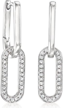 RS Pure by Ross-Simons Diamond Paper Clip Link Removable Drop Earrings in Sterling Silver