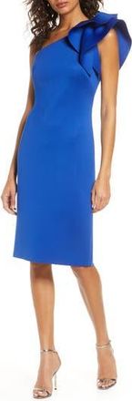 Eliza J One-Shoulder Scuba Crepe Cocktail Dress in Cobalt at Nordstrom Rack, Size 12