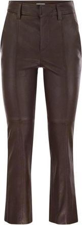 Brunello Cucinelli Geseamde Cropped Flare Broek van Imitatieleer - Dames - Vrijetijds broeken - Rood - XS - Leer - Broeken