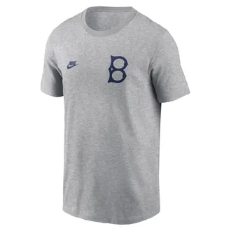 Nike Brooklyn Dodgers Cooperstown 2-Hit Large Logo Nike Mens MLB T-Shirt in Grey | N19906GKB-VFA