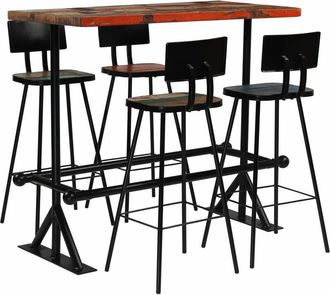 vidaXL Set de muebles de bar 5 pzas madera maciza reciclada multicolor Vidaxl