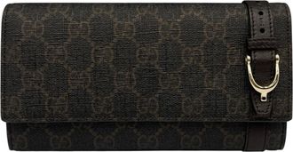 Gucci Dark Brown Gg Supreme Long Wallet (Bi-Fold) (Pre-Owned)