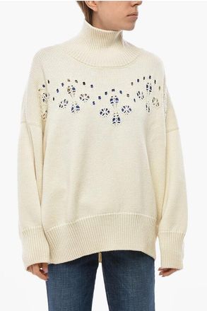 Chloé Turtleneck Open Work Wool Pullover size S