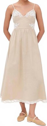 Moon River Embroidered Artwork Maxi Dress In Beige