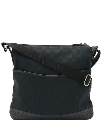 Gucci Black GG Canvas & Leather Shoulder Bag (Authentic Pre-Loved)