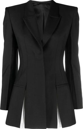 Givenchy shoulder-pads wool-mohair blazer - Black