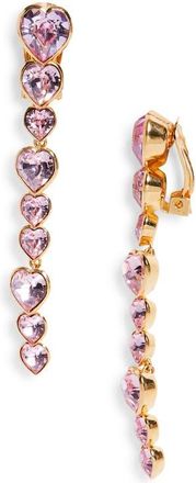 Oscar De La Renta Crystal Heart Clip-On Drop Earrings in Rose at Nordstrom
