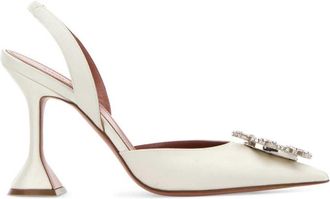 Amina Muaddi Ivory satin Begum pumps