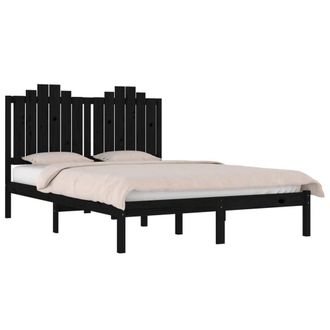 Berkfield Home Beautiful Bed Frame Black Solid Wood Pine 140x190 cm