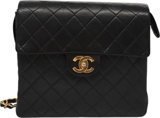 Chanel Single Flap Black Leather Backpack Bag (Pre-Owned)