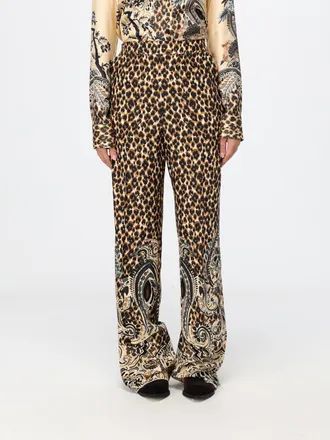 Etro High-Waisted Paisley Print Silk Wide-Leg Trousers