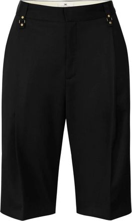 Elisabetta Franchi Bermudas de lana fria - Dames - Korte Broeken - Zwart - XS - Wol - Korte Broeken