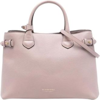 Burberry Pre-owned Handbags, female, Pink, Size: ONE SIZE Pre-owned Banner Satchel