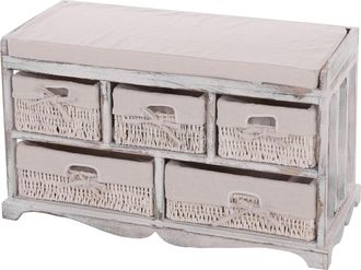 Hhg Nunca Usado] C&oacute;moda Y Banco Con 5 Cajones, 45x77x36cm, Aspecto Shabby, Vintage, Blanco