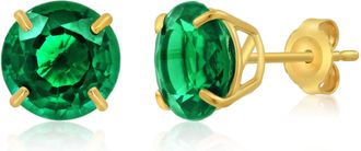 MAX + STONE 14k Yellow Gold 9mm Round Cut Gemstone Stud Earrings