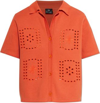 Paul Smith T-shirt met opengewerkte borduursels - Dames - Overhemden - Oranje - M - Katoen - Overhemden