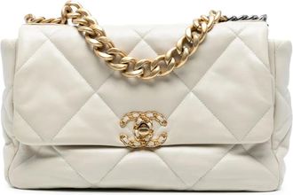 Chanel Borsa a tracolla 19 grande in pelle di vitello con battente 2020 - Bianco