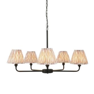 Netlighting Lille Matt Black Pendant Fabric Ikat Shade 16cm 5x B22