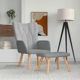 vidaXL Sill&oacute;n Relax Con Taburete Tela Gris Claro Vidaxl