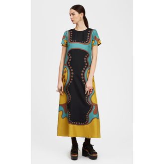 La DoubleJ Swing Dress in Spritz Plac&eacute;e Black at Nordstrom, Size X-Small It