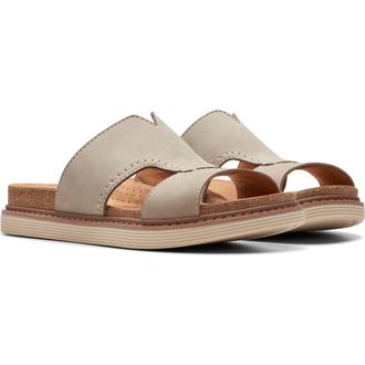 Clarks Arwell Slide Sandal in Stone Nubuck at Nordstrom Rack, Size 6
