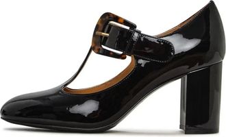 Cesare Gaspari Schoenen, Dames, Zwart, 40 EU, Leer, Vintage gesp patentleren pumps - Zwart