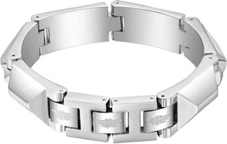 Police Heren Armband Geometrisch Metaal Staal Zwart 200mm - Heren - Armbanden - Grijs - ONE Size - Accessoires