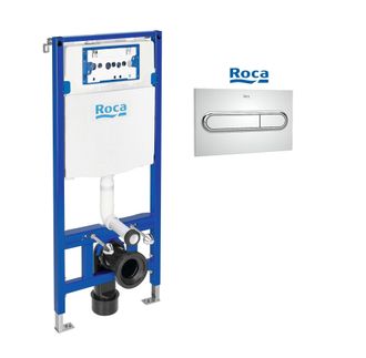 Roca Roca - Bastidor Duplo One, Pack Cisterna Y Pulsador Pl1 Cromo Brillo