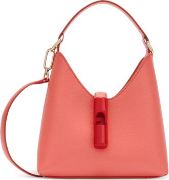 Furla Iride Mini Hobo Red Textured Leather Bag