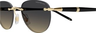 Montblanc Mb0412s Rimless Gradient Lens Sunglasses with Gold Accents