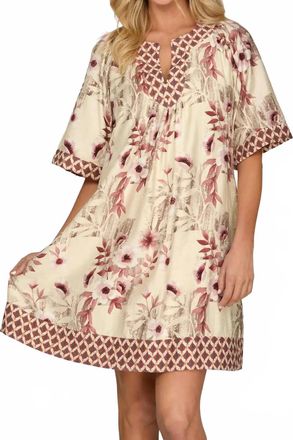 She + Sky Dusty Rose Bell Sleeve Dress In Pink