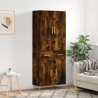 Berkfield Home Highboard Smoked Oak 69.5x34x180 cm Engineered Wood in Brown