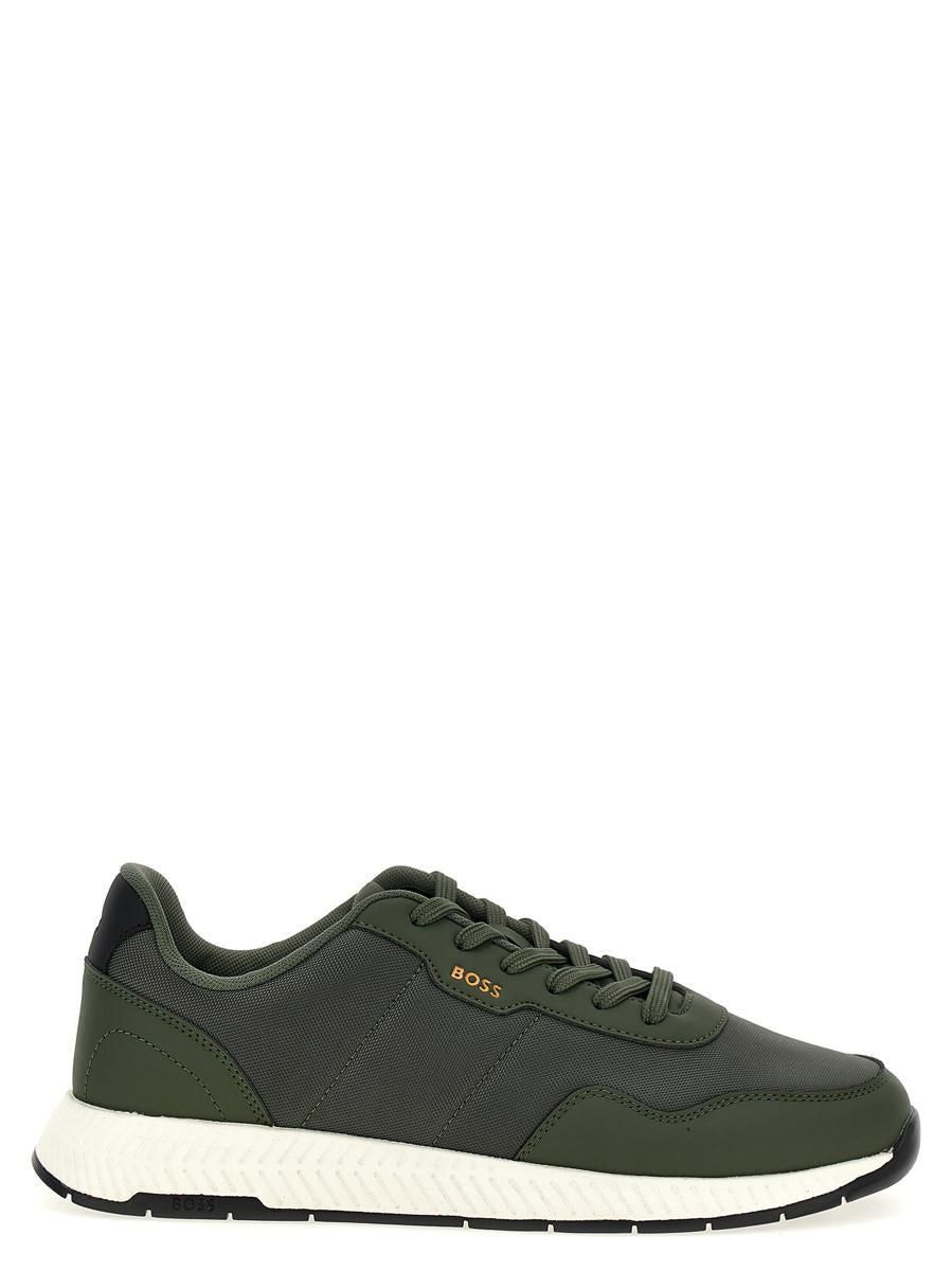 Green hugo boss trainers on sale